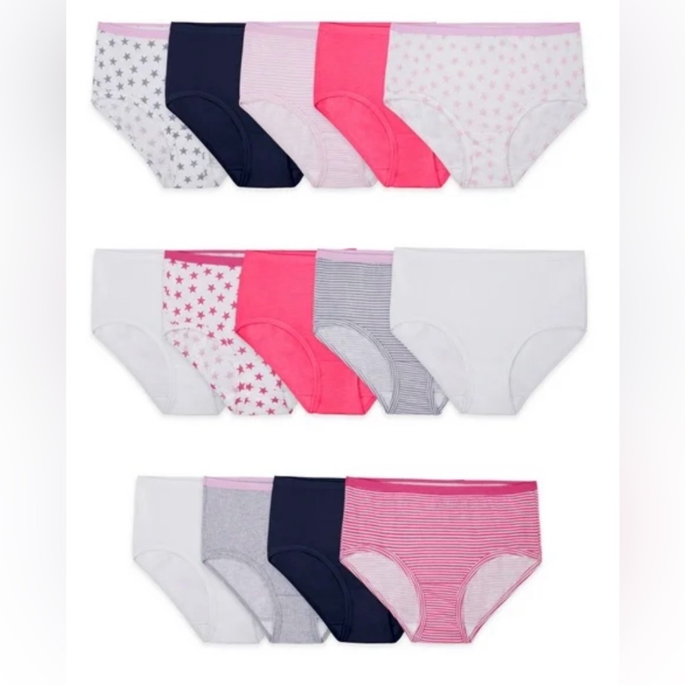 Fruit of the Loom Girls' Cotton Brief Underwear, 14 Pack New Size 6
